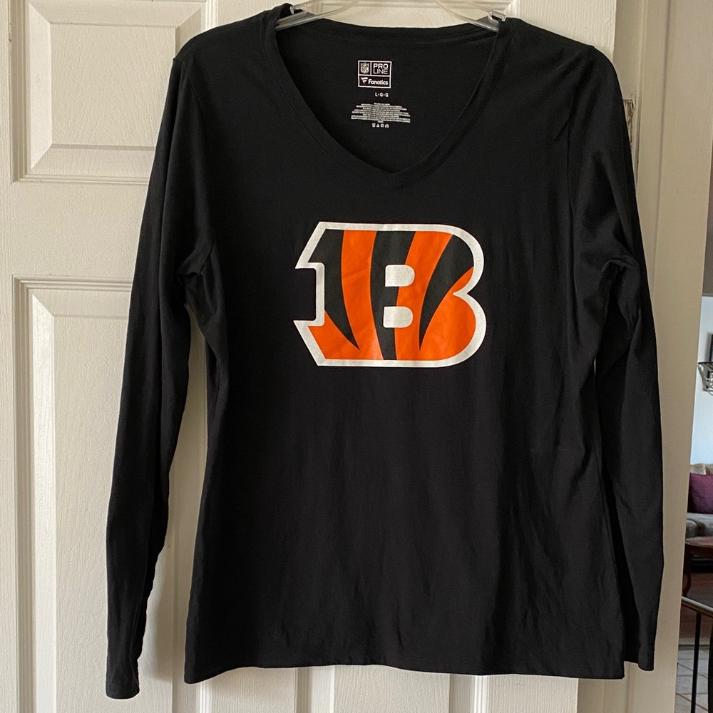 NFL Cincinnati Bengals Fanatics Black Pro Line Long Sleeve Shirt size Large